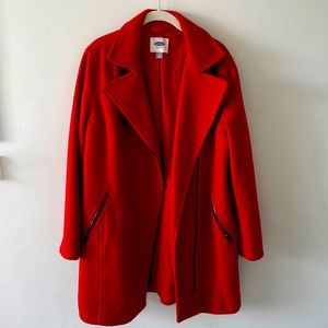 Red full length Old Navy pea coat